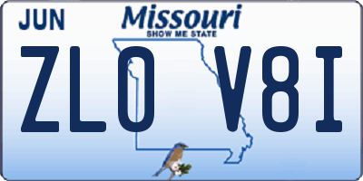 MO license plate ZL0V8I