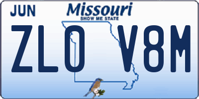 MO license plate ZL0V8M