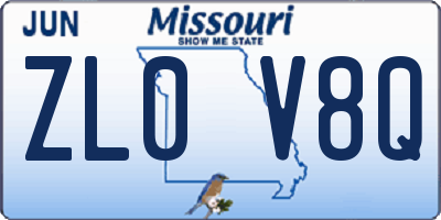 MO license plate ZL0V8Q