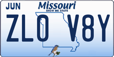 MO license plate ZL0V8Y