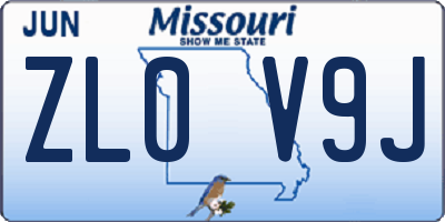 MO license plate ZL0V9J