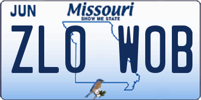 MO license plate ZL0W0B