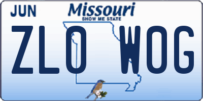 MO license plate ZL0W0G
