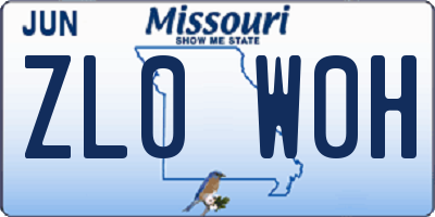 MO license plate ZL0W0H