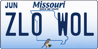 MO license plate ZL0W0L