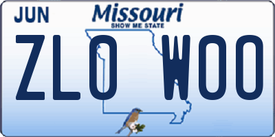 MO license plate ZL0W0O