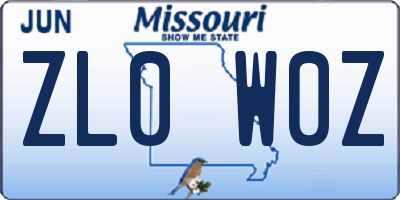 MO license plate ZL0W0Z