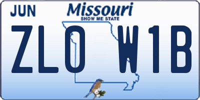 MO license plate ZL0W1B