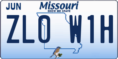 MO license plate ZL0W1H