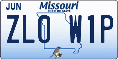 MO license plate ZL0W1P