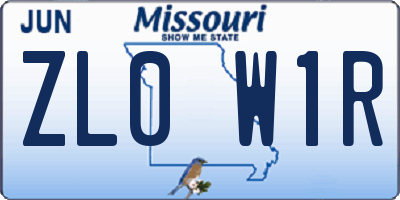 MO license plate ZL0W1R