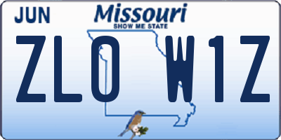 MO license plate ZL0W1Z