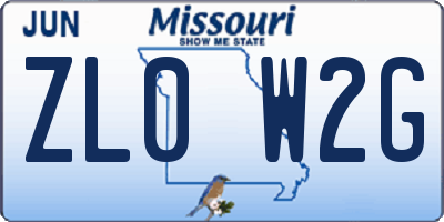 MO license plate ZL0W2G