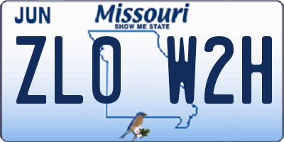 MO license plate ZL0W2H