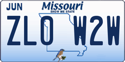 MO license plate ZL0W2W