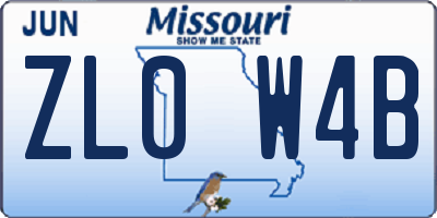 MO license plate ZL0W4B