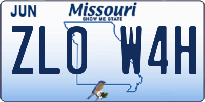 MO license plate ZL0W4H