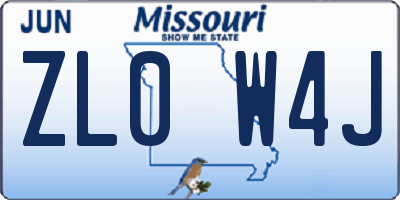 MO license plate ZL0W4J