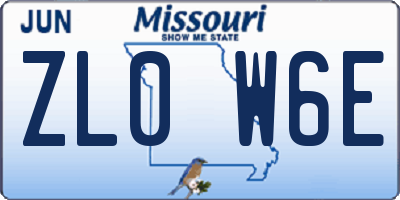 MO license plate ZL0W6E