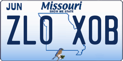 MO license plate ZL0X0B