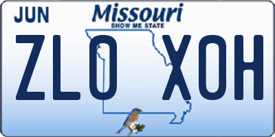 MO license plate ZL0X0H