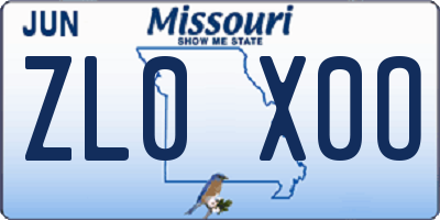 MO license plate ZL0X0O