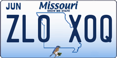 MO license plate ZL0X0Q