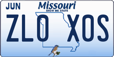 MO license plate ZL0X0S