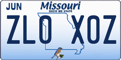 MO license plate ZL0X0Z