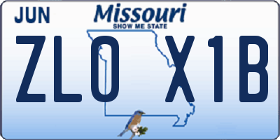 MO license plate ZL0X1B
