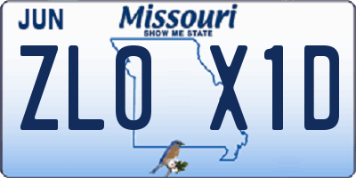 MO license plate ZL0X1D
