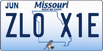 MO license plate ZL0X1E