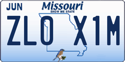 MO license plate ZL0X1M
