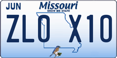 MO license plate ZL0X1O