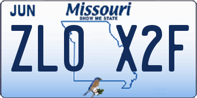 MO license plate ZL0X2F