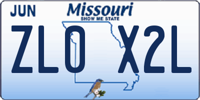 MO license plate ZL0X2L