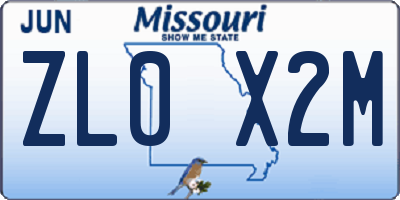 MO license plate ZL0X2M