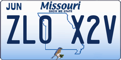 MO license plate ZL0X2V