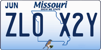 MO license plate ZL0X2Y