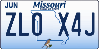MO license plate ZL0X4J
