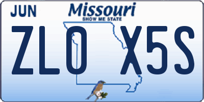 MO license plate ZL0X5S