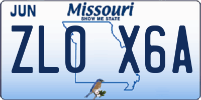 MO license plate ZL0X6A