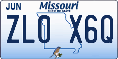 MO license plate ZL0X6Q