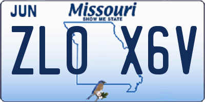 MO license plate ZL0X6V