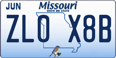 MO license plate ZL0X8B