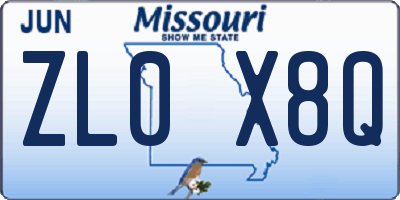 MO license plate ZL0X8Q