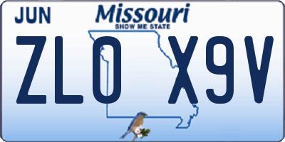MO license plate ZL0X9V