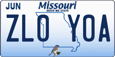 MO license plate ZL0Y0A