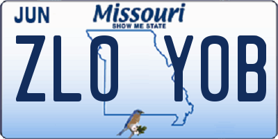 MO license plate ZL0Y0B