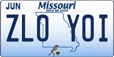 MO license plate ZL0Y0I